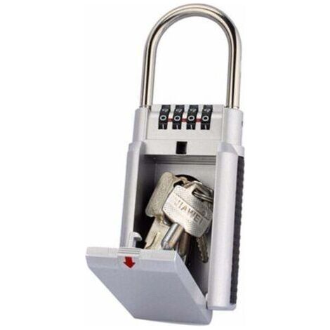 Boite a Cadenas pour Clef, Boite à Clés à Code, Coffre Combinaison de Stockage, Rangement Sécurisé - Argent (1/4)