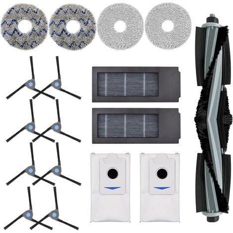Accessoires pour Ecovacs Deebot X2, X2 Omni, X2 Pro, DEX86 aspirateur pièces de rechange, 1 brosse principale, 8 brosses latérales, 4 Chiffon de Nettoyage, 2 filtres, 2 sacs à poussi (1/4)