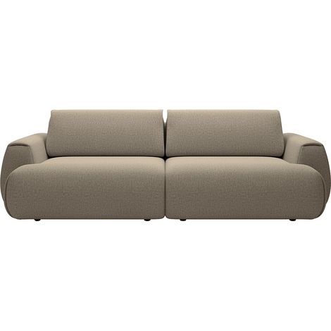 Canapé 4 places convertible en tissu chenille taupe MONELIA (1/4)