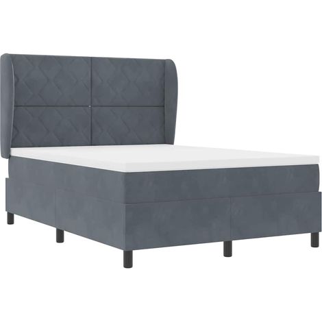 Boxspringbett mit Kopfteil Dunkelgrau 200 x 140 cm Samt vidaXL (1/5)