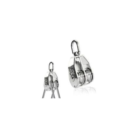 Lot de 2 poulies doubles en acier inoxydable 304 M32, robustes, avec crochet rotatif et poulie de levage pour le transport, capacité de charge : 250 kg