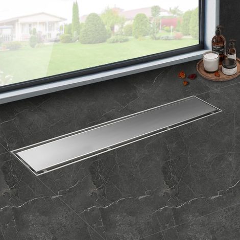 Caniveau de Douche 50 cm, 2 en 1 Caniveau Douche Italienne Extra Plate,Acier INOX, Avec Siphon à Bloqueur D'odeurs et Filtre à Cheveux,Drainage Rapide (1/5)