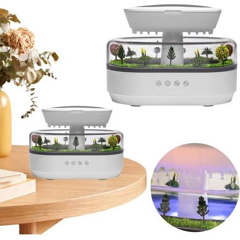 Diffuseur Humidificateur Goutte de Pluie 250ml, Machine de Parfum D'arbres Paysage, Diffuseur D'aromathérapie de Gouttes de Pluie de Paysage avec 7 Lumières de Changement de Couleur (1/5)