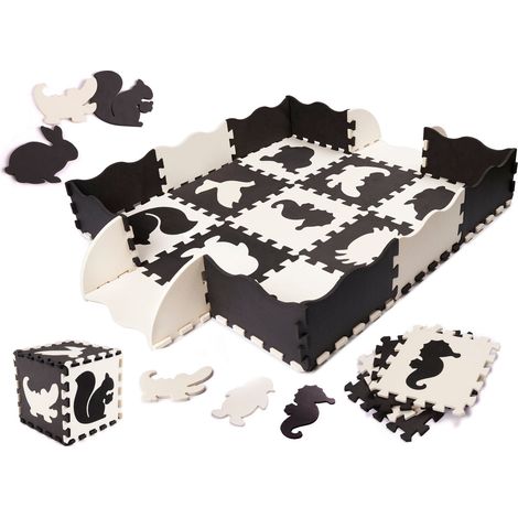 Tappetino in gommapiuma/parco giochi per bambini 25 pezzi - Nero/Bianco
