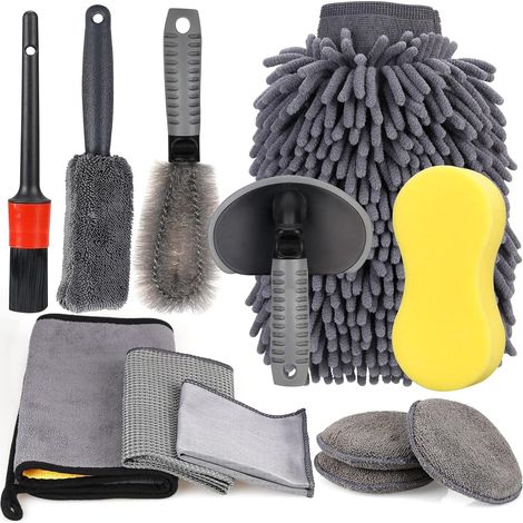 Soin Professionnel Anti-Trace : Pack 12 Pièces avec Gants Microfibres, Éponge & Brosse à Jantes (1/5)