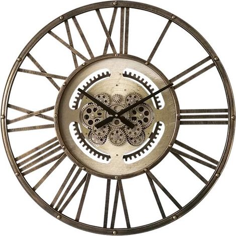 Horloge à mécanismes ajourée métal 70cm