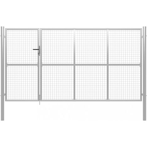 Gartentor aus Stahl 350 x 200 cm Silber vidaXL (1/5)