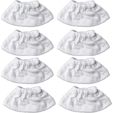 Lntyq 8 articles，Nettoyage à la vapeur en microfibre pour la buse manuelle, ensemble de chiffons éponge, housse en coton éponge, compatible avec la plupart des Nettoyeur à vapeur (Blanc)