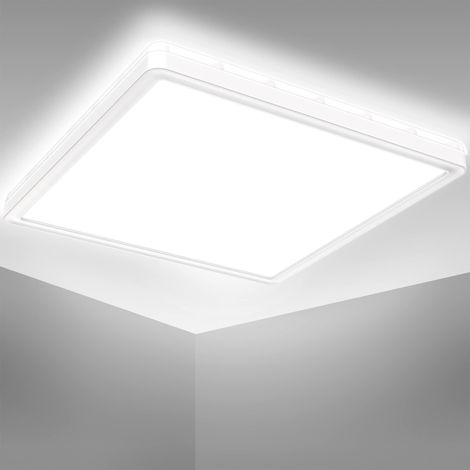 Plafonnier LED ultraplat Plafonnier de salle de bain Lumière indirecte Couleur de lumière blanc neutre 18 Watt 29 x29 cm Blanc (1/5)