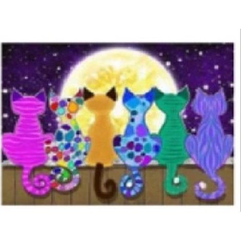 Mosaico de diamantes de gatos coloreados en la valla NO-1007446
