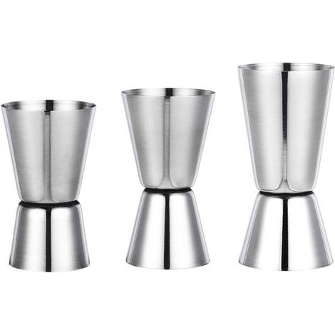 Tasses à mesurer - Tasses à mesurer pour cocktails - 3 pièces - Acier inoxydable - 15 ml / 30 ml - 20/40 ml - 25/50 ml (1/5)