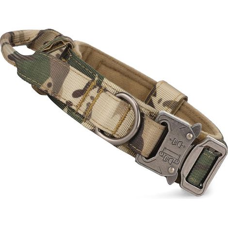 Taktisches Hundehalsband aus Nylon mit Kontrollgriff, verstellbar – Größe L (1/5)