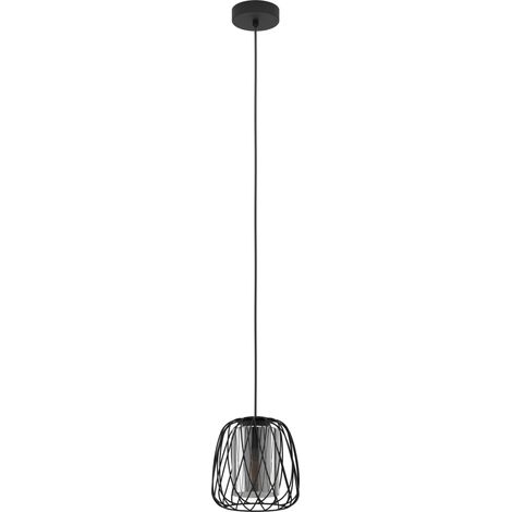 Suspension luminaire Floresta, lustre chambre en métal noir et verre (1/5)