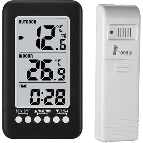 LCD ℃ / ℉ numérique sans fil intérieur / extérieur thermomètre avec émetteur thermomètre d'horloge (1/5)