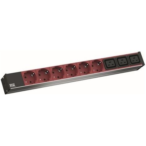 Bloc d'alimentation Bachmann alu 1he 6 prises Schuko 3 prises C19