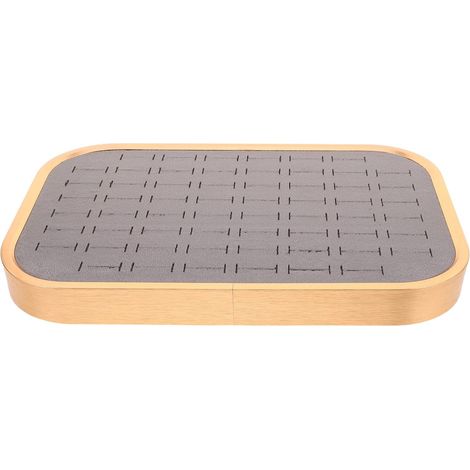 Plateau à Bijoux Gris 60 Emplacements en Velours Doux, Organisateur de Bagues et Pendentifs pour Rangement de Commode, Boîte de Rangement pour Boucles D’oreilles et Breloques, (1/5)