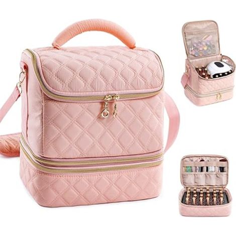 trousse portable grande capacité à ongles 3 compartiments grande capacité, cosmétique professionnell (1/5)