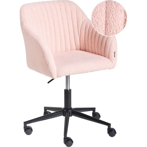 Chaise de Bureau Moderne Pivotante à Hauteur Ajustable Bouclé Rose Pastel Venice (1/5)