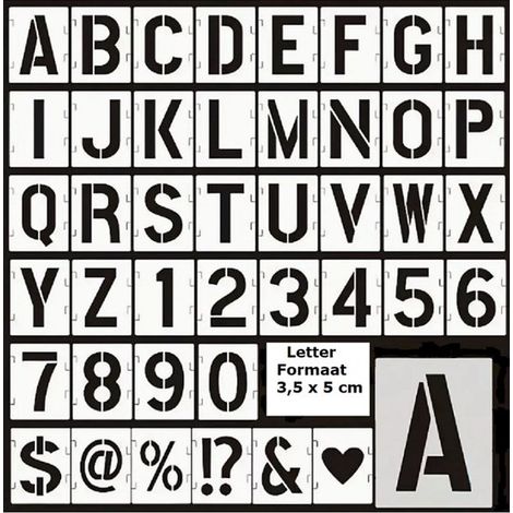 42 plantillas de plástico de 5 cm con letras, números y signos de puntuación para pancartas (1/5)