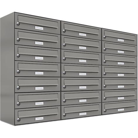 21er Premium Briefkasten Aluminiumgrau RAL Farbe 9007 für Außen Wand Postkasten 3x7 (1/5)