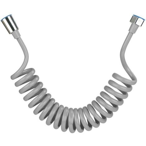 Flexible de douche,Tuyau de douche en mousse avec bouchon en cuivre, tuyau à ressort télescopique, flexible rétractable pour douchette, WC et bidet(3M Gris) (1/4)