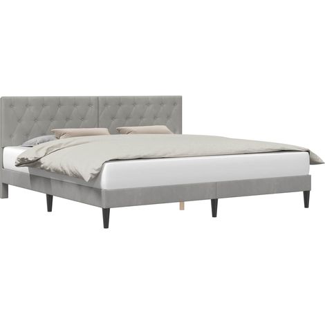 Maison Exclusive - Bettrahmen mit Kopfteil Hellgrau 200 x 200 cm