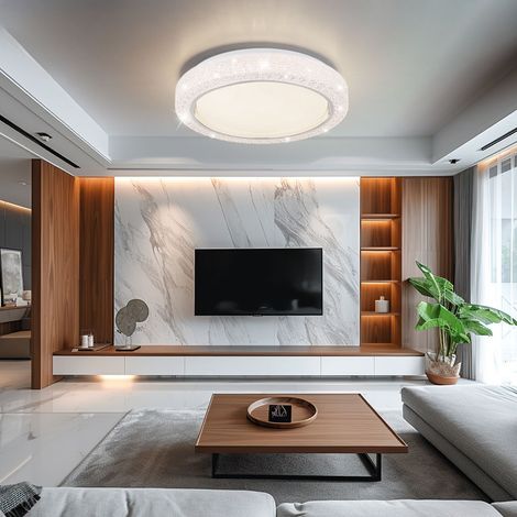 Plafoniera lampada da soffitto lampada da pranzo lampada di design a LED con cristalli, metallo plastica, 1x LED 24 Watt 1400 lumen bianco neutro, D 40 cm