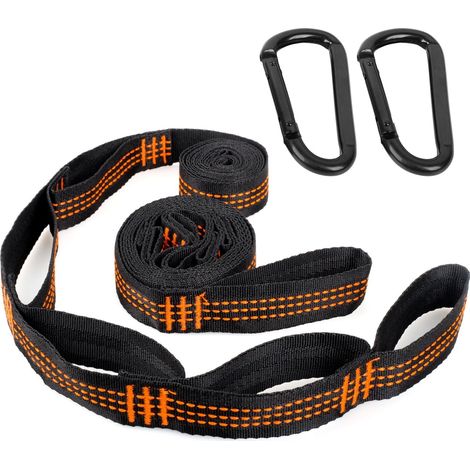 2 Sangle Hamac 2m x 2,5 cm Sangle pour Hamac Suspendu Corde Hamac Attache Hamac avec 2 Mousquetons, Sangle Hamac Reglable pour Camping, Randonnée en Plein Air (1/5)