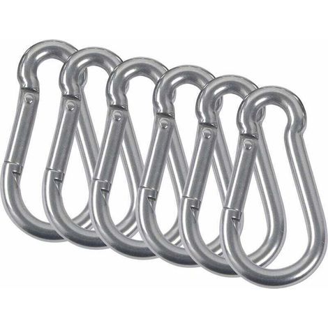 Bardusch-6PCS Mousquetons Acier Inoxydable 304 Mousqueton Pompier Ressort avec Mousqueton de Fixation pour Camping Randonnée Hamac Balancoire M8 (1/4)