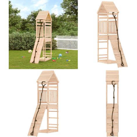 Spielturm mit Kletterwand Massivholz Kiefer - Holzspielplatz - Spielturm - Kletterturm - Kiefernholz - Kinderspielgerät - Home & Living