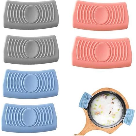 Poignée Chaude Silicone,6 Pièces Supports Poignée Casserole Poignée de Casserole en Silicone Silicone Support Poignée Chaude (1/4)