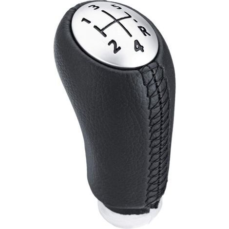 Pomos de palanca de cambios manual de 5 velocidades para Renault Clio III 2005-09, Megane 2, Laguna 2 2003-09, Clio 4 2012-19, cuero negro, con adaptador. (1/4)