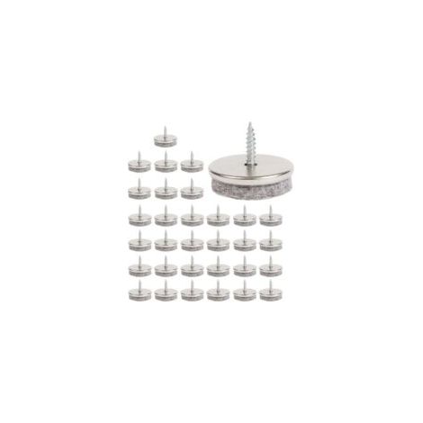 Pattini per mobili - Confezione da 32 pattini per sedie, diametro 28 mm. I pattini per mobili con cuscinetti in feltro spessi 5 mm offrono una protezione ideale per le gambe delle sedie, con facile in