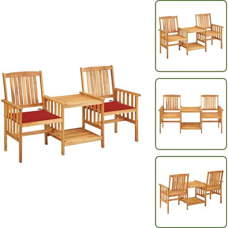 Chaises de jardin avec table à thé et coussins Acacia solide - Ensemble De Bistro - Salon De Jardin - Mobilier De Jardin - Table Et Chaises - Acacia Massif (1/5)