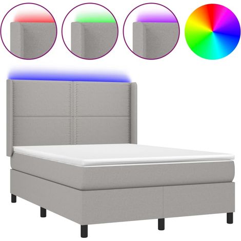 Maison Exclusive - Cama box spring colchón y luces LED tela gris (1/5)