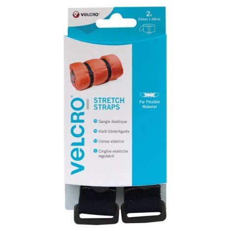 Velcro Sangle Elastique 25mmx680mm 2pcs Noir (1/3)