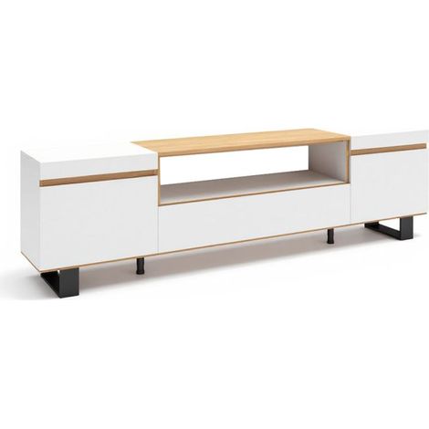 Mueble TV Kavos Up Blanco - Roble Arena (ancho) x 57cm (alto) (1/4)