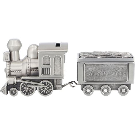Tirelire décorative rétro en alliage en forme de train, idéale pour un anniversaire ou une fête. (1/5)