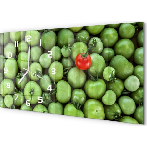 Horloge Murale Salle à Manger 60x30 cm Verre Trempé Design Contemporain Tomate mûre (1/5)
