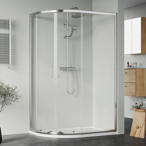 Nuie Rene Polished Chrome Offset Quadrant Shower Enclosure 1200mm x 900mm - 6mm Glass (1/5)