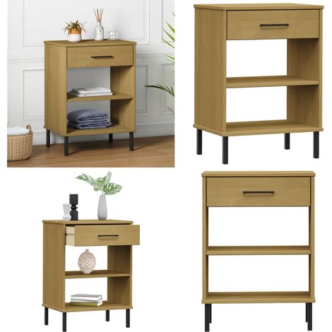 Armario consola patas de metal madera maciza pino marrón OSLO - Mueble consola - Armario lateral