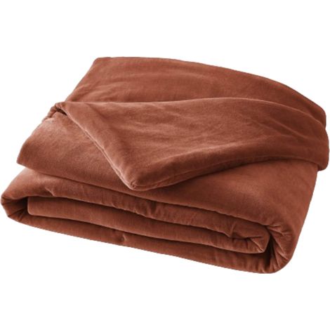 Bout de lit velours de coton 90x200 cm orange (1/2)