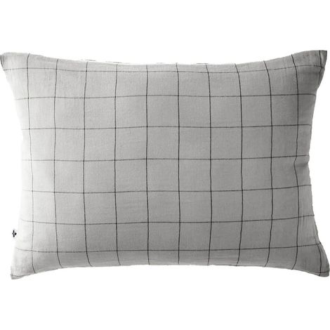 OUREA MOTIF - Taie d'Oreiller 50x70cm Gaze de Coton Nuage à Grands Carreaux (1/5)