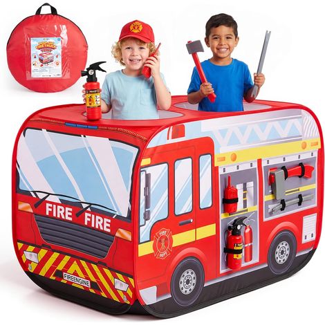 Tente de jeu pop-up pour enfants, tente de jeu pliable, montage rapide, tente de jeu pompier pour l'intérieur et l'extérieur, pour filles et garçons (1/5)