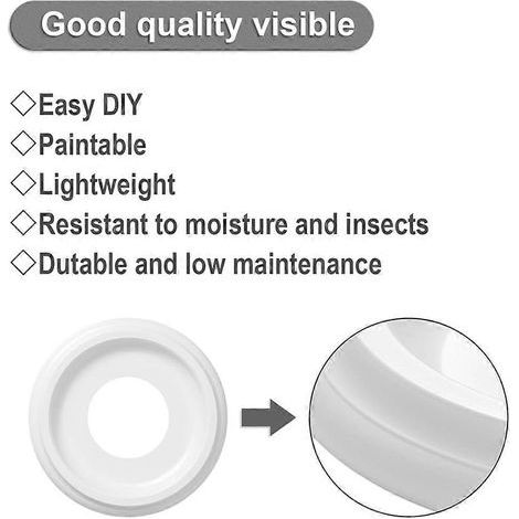 Lot de 2 médaillons de plafond moulés en PU blanc (1/5)