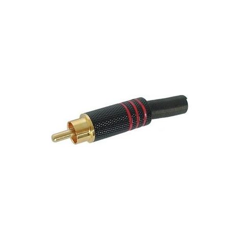 FICHE RCA MALE - DOREE - BOITIER METALLIQUE NOIR - ROUGE CA052R RI802 (1/2)