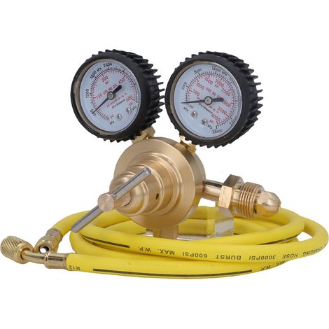 Régulateur d'azote CGA580, entrée 0-600 PSI, sortie 1/4 pouce mâle, régulateur de gaz azote en laiton avec tuyau de 60 pouces. (1/5)