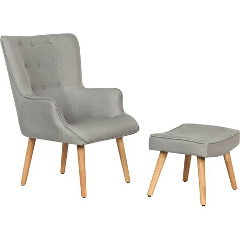 Sillón escandinavo en tela "Odense" - 73 x 81 x 92,5 cm - Gris claro (1/4)