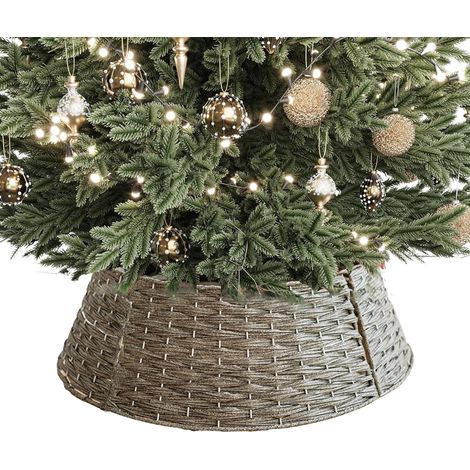 Collier de sapin de Noël en métal, jupe de sapin de Noël décorative, adaptée à la décoration intérieure et extérieure du sapin de Noël (gris, 60 cm) (1/5)
