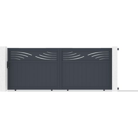 Portail coulissant 4m HALTI H.140cm aluminium gris (1/5)